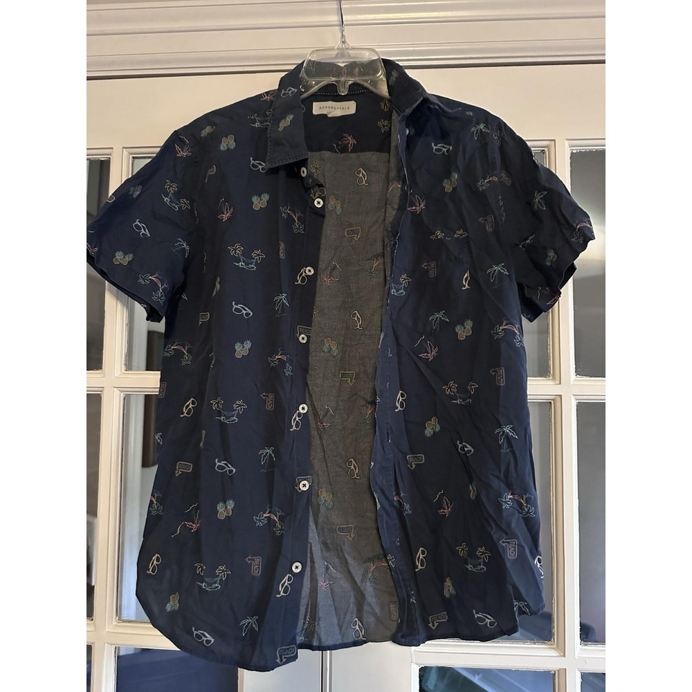 Aeropostale‎ men's beach theme button-down shirt